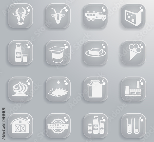Milk industry icon set