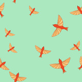Seamless pattern with birds in vintage colors