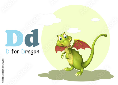 Dragon wild animal with alphabate