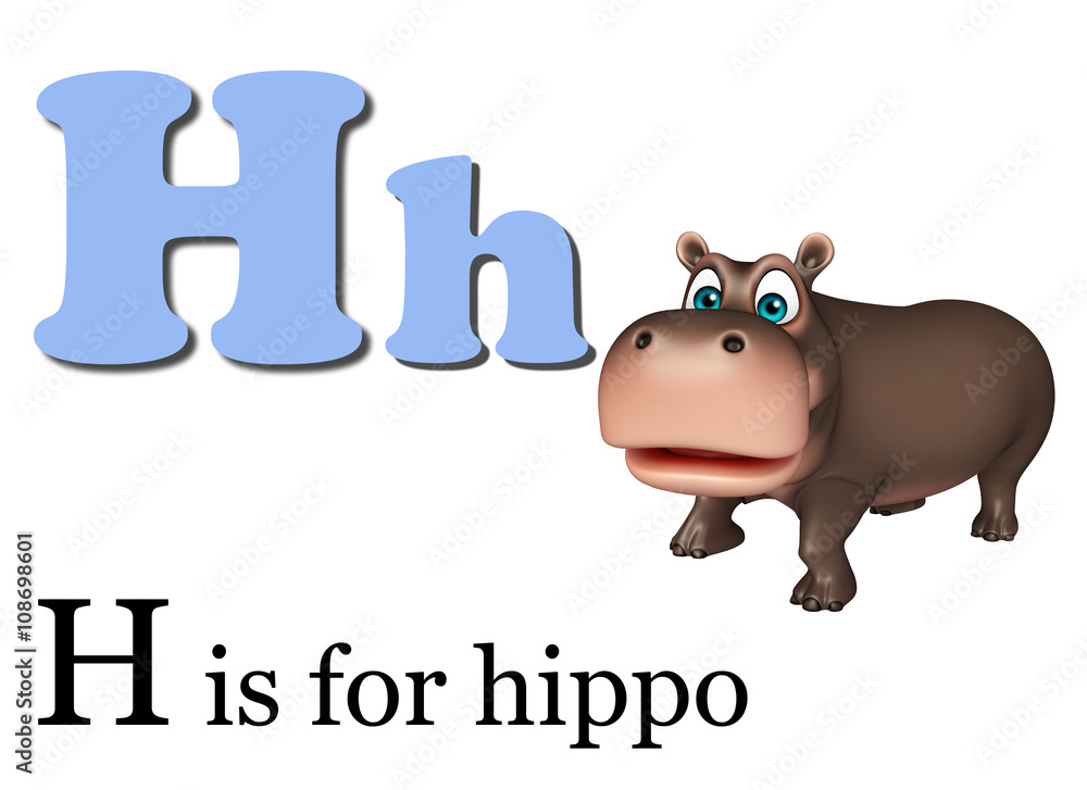 Obraz premium Hippo with alphabet