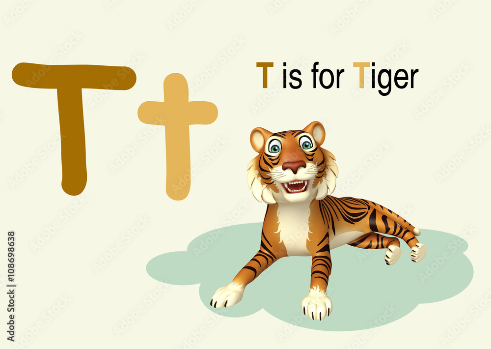 Tiger with alphabet Stock Illustration | Adobe Stock