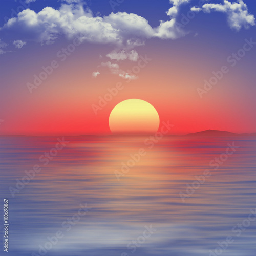 Fototapeta Naklejka Na Ścianę i Meble -  Red sunset over the sea