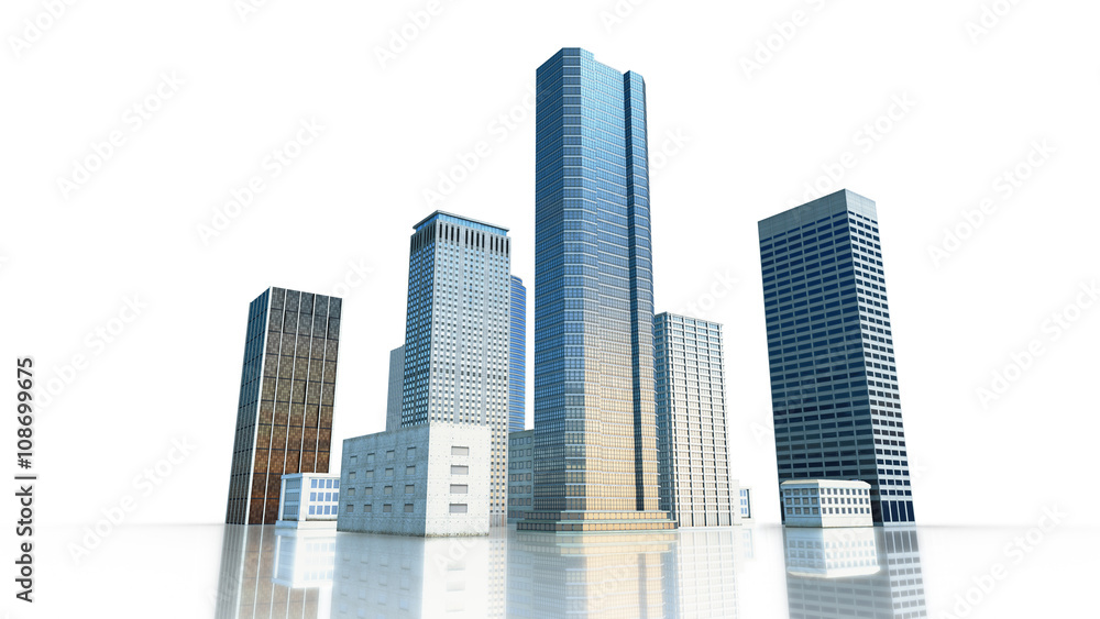Layout of the business district of the city with skyscrapers and
