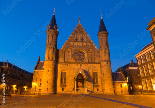 Clear evening sky at the Ridderzaal on the Binnenhof Palace - Dutch Parlament in the Hague (Den Haag), the Netherlands.