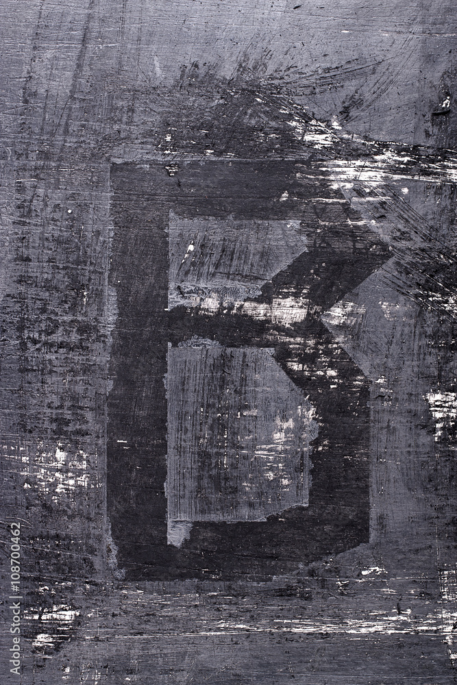 Fototapeta premium Black grunge alphabet. Letter B