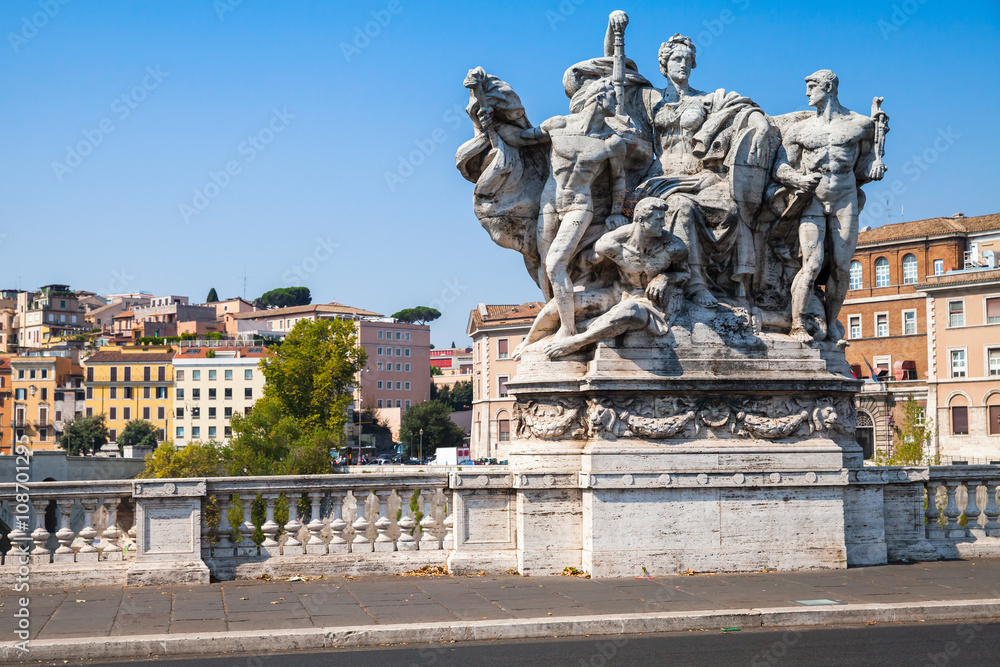 Obraz premium Sculpture of Ponte Vittorio Emanuele II, Rome