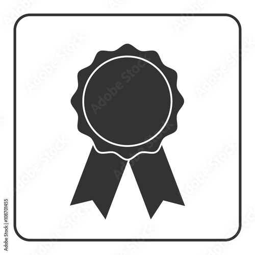Award medal icon. Badge ribbons sign. Best guarantee Symbol medal, prize certificate. Emblem victory, quality. Winner achievement sign, isolated on white background. Flat design. Vector illustration.