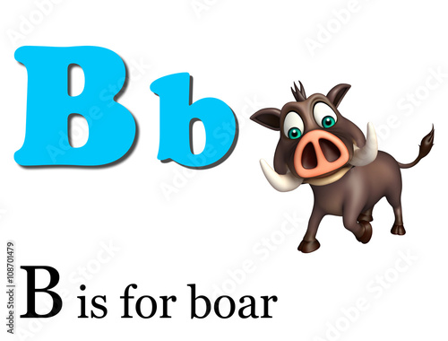 Boar  wild animal with alphabate