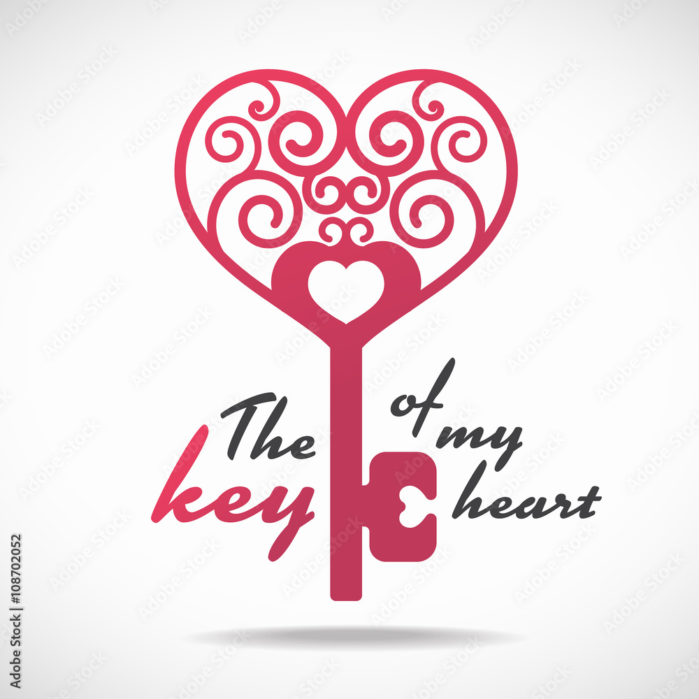 The key of my heart (pink heart key) vector design