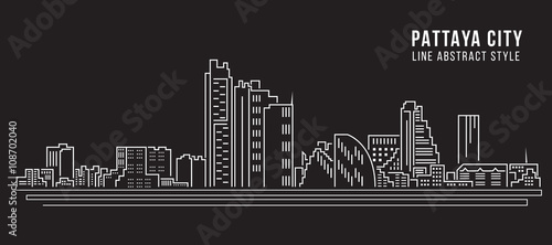 Cityscape Building Line art Vector Illustration design - pattaya city
