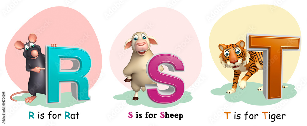 Rat, Sheep and Turkey with Alphabate