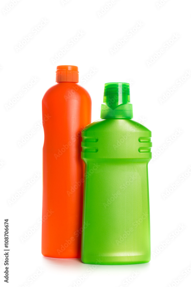 Cleaning product plastic container for house clean on white background Cleaning product plastic container for house clean on white background