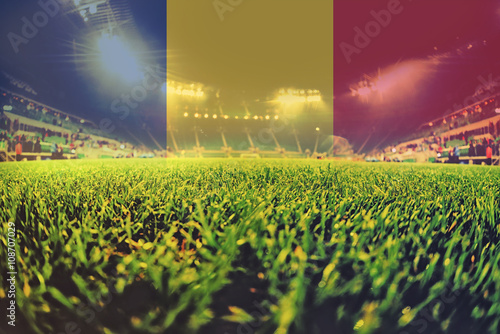 euro 2016 stadium with blending Romania flag © irontrybex