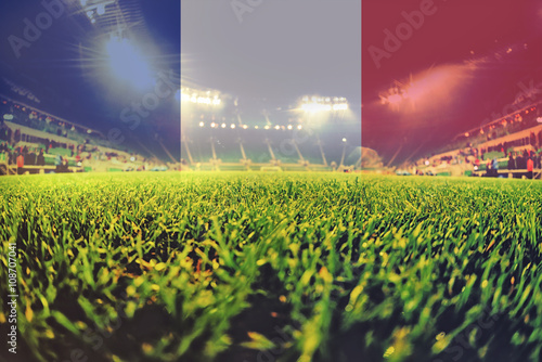 Canvas Print euro 2016 stadium with blending France flag