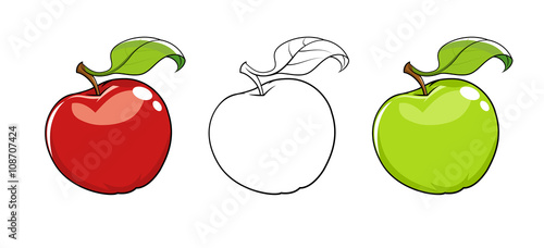 Ripe fresh apple with leaf