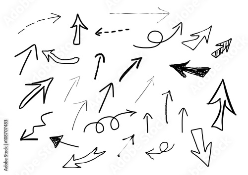 手書き矢印のイラストセット（黒）