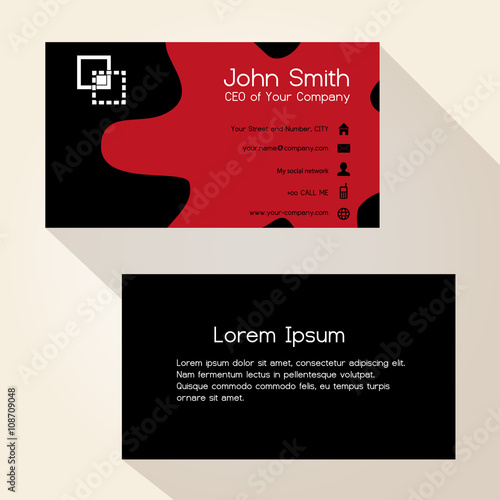 simple red spot black business card design eps10