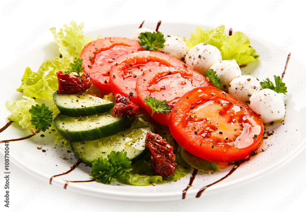 Caprese salad on white background