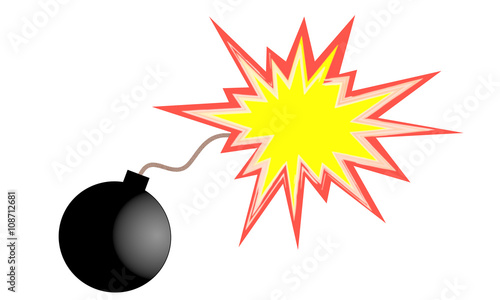 Cartoon bomb with burning wick