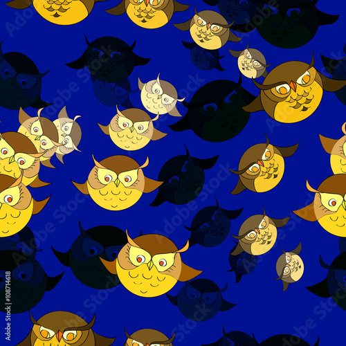  Seamless pattern with  owls. 
