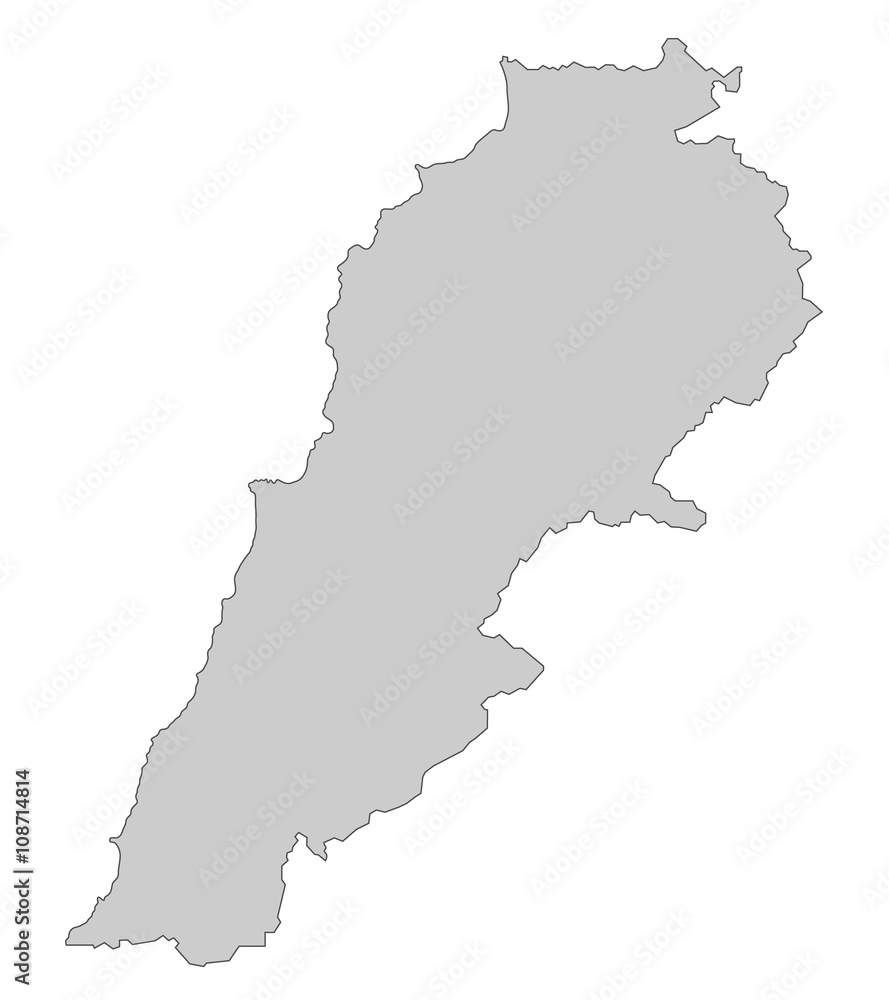 Karte von Libanon - Grau (einzeln)