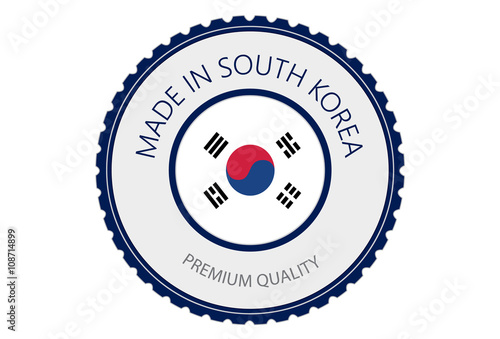 Made in Korea Seal, South Korea Flag (Vector Art)