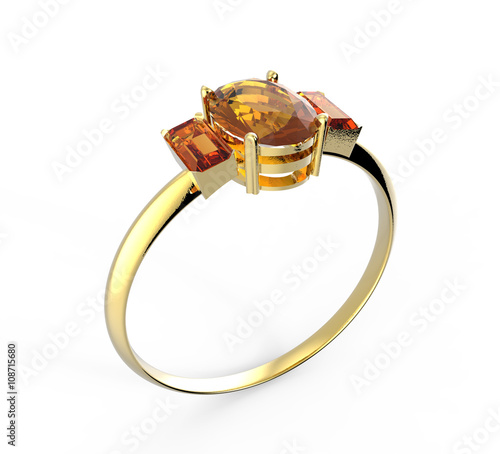 Quadro su tela Wedding ring wiith diamond. 3D illustration