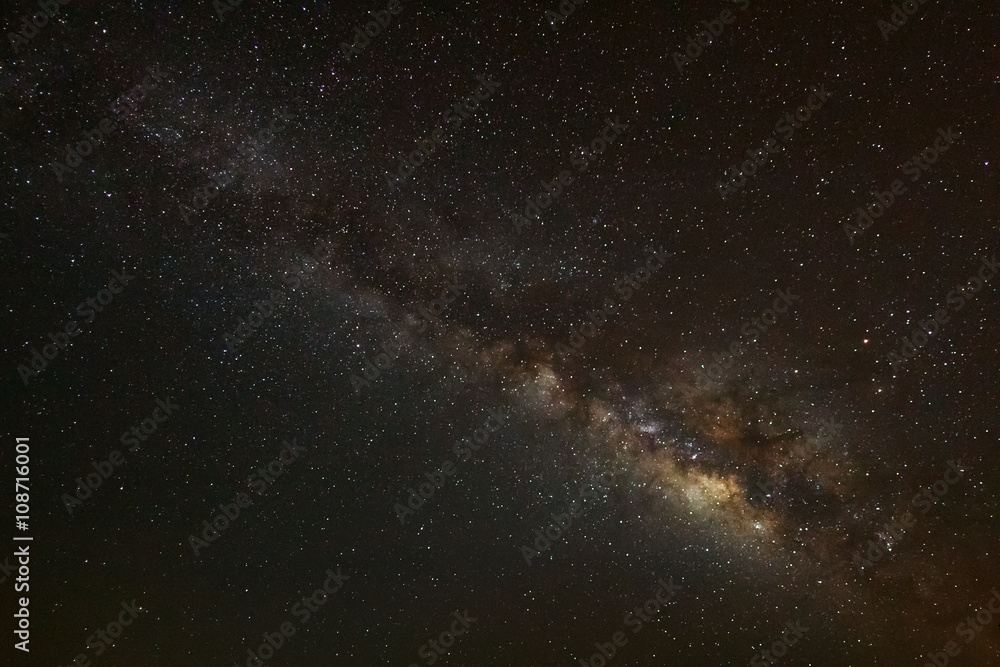 milky way galaxy on a night sky,long exposure photograph.with gr