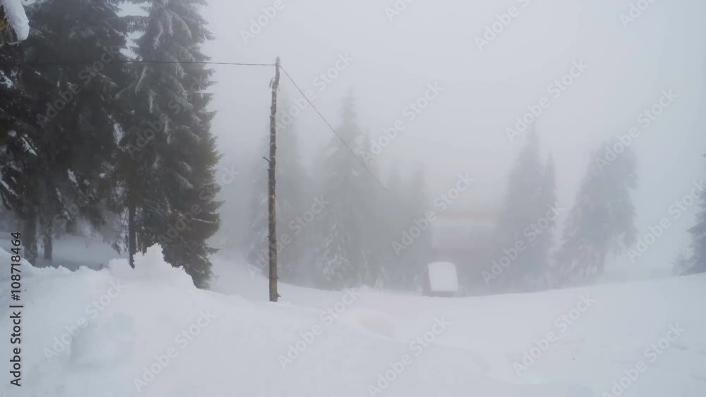 Snow storm in mountains