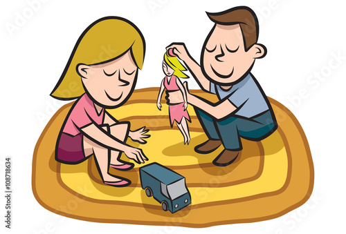 Friends share their toys