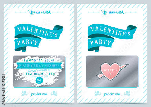 Invitation Valentine's Day. Lottery scratch card. Game card for Valentine day.