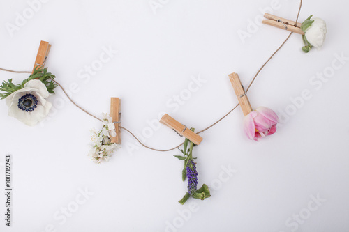 Flowers on the clip for visit card