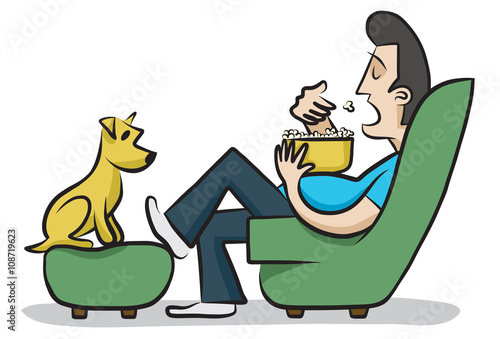 Couch Potato and His Dog - Illustration