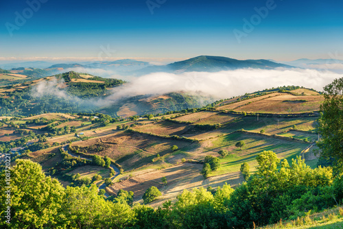 Obraz na plátně Foggy Landscape Galicia Spain