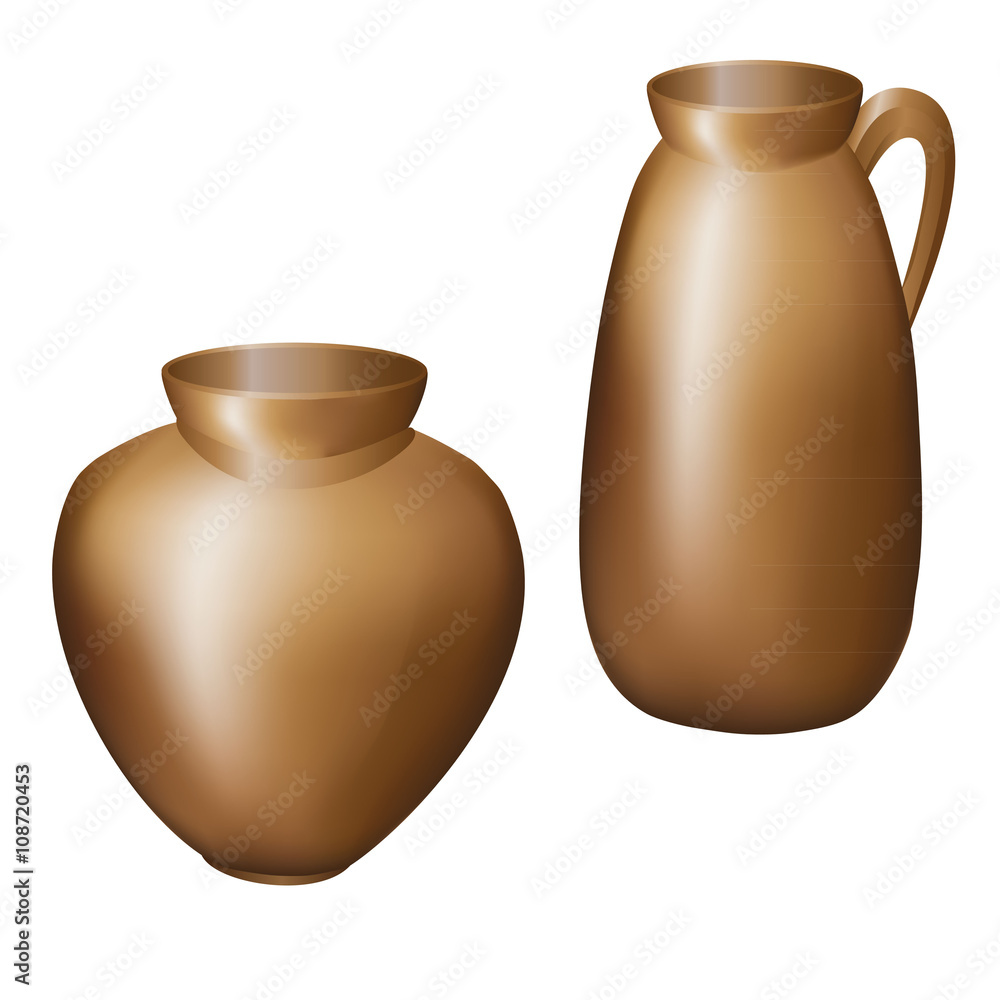 Jug vase dark clay on a white background Jug vase dark clay on a white background