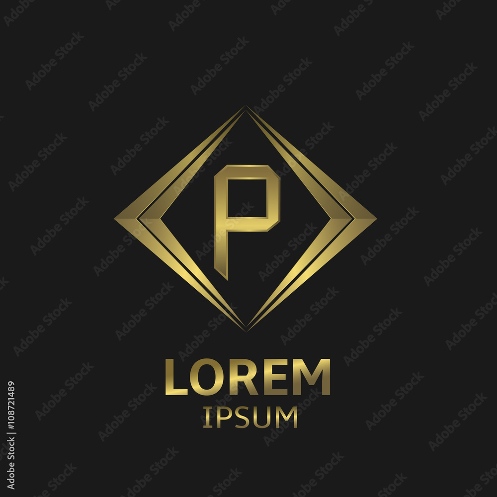 Golden P letter Golden P letter