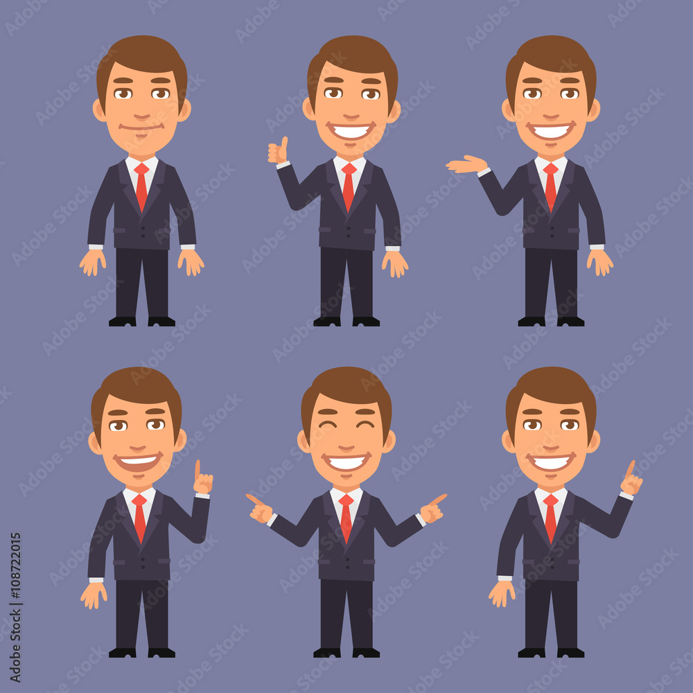 Businessman in Suit Points in Different Versions