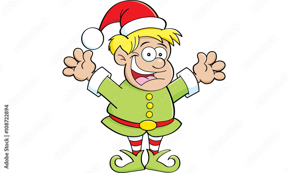 Naklejka premium Cartoon illustration of an elf waving his arms.