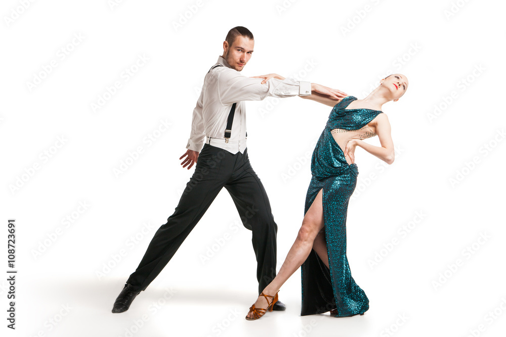 professional artists dancing over white