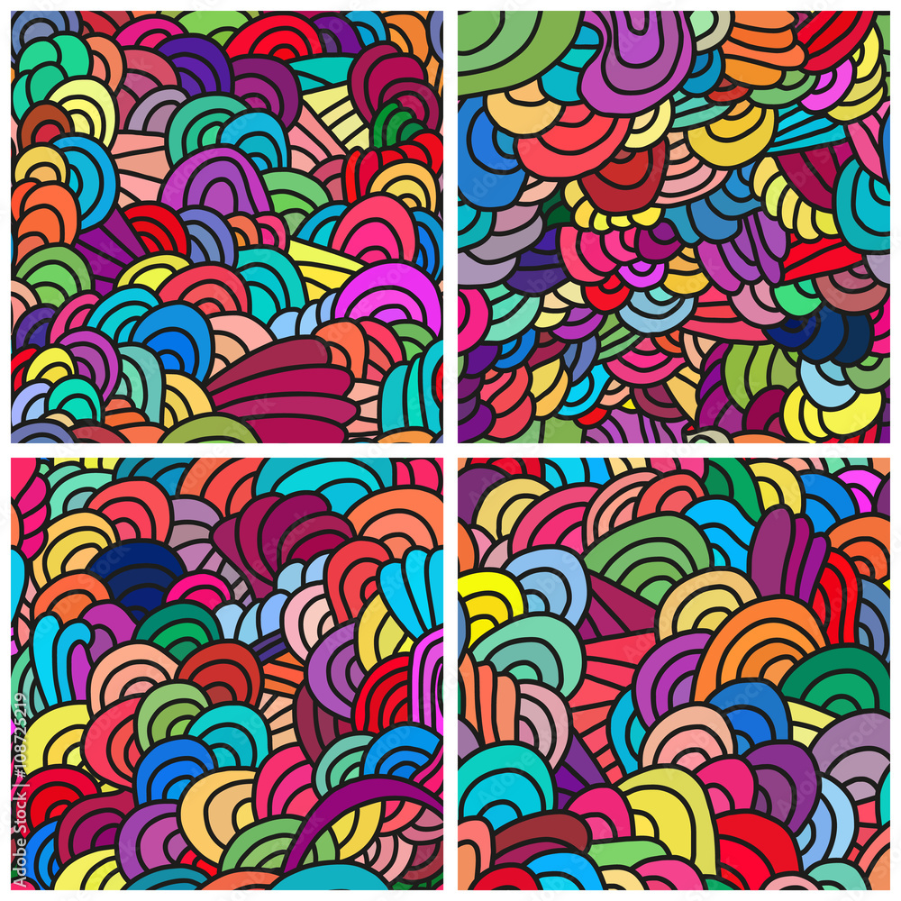 Set of four seamless patterns. Set of four seamless patterns.