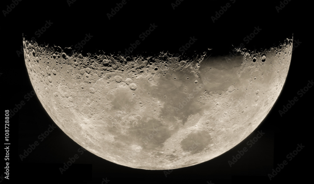 Obraz premium Lunar terminator - high resolution image through a telescope