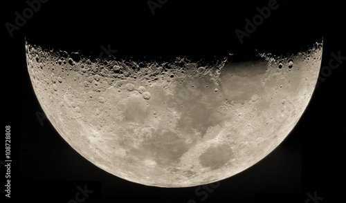 Lunar terminator - high resolution image through a telescope