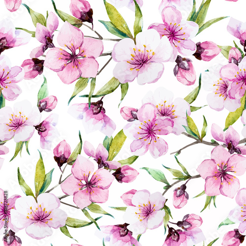 Watercolor sakura pattern © zenina