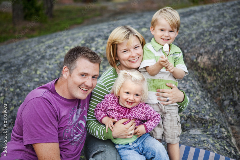Smiling family with two children Smiling family with two children