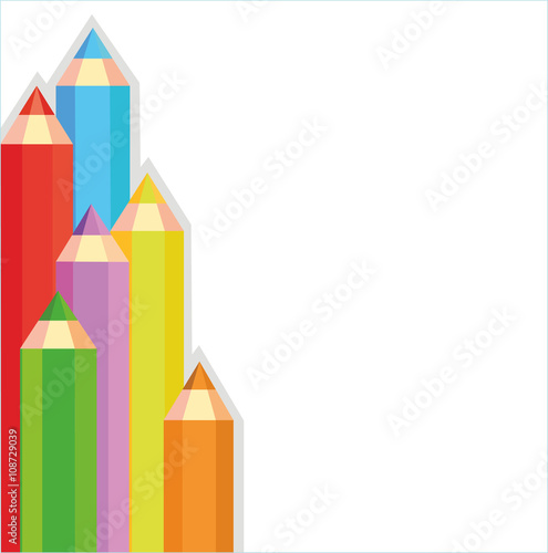 Colored pencils group isolated on white background vector image