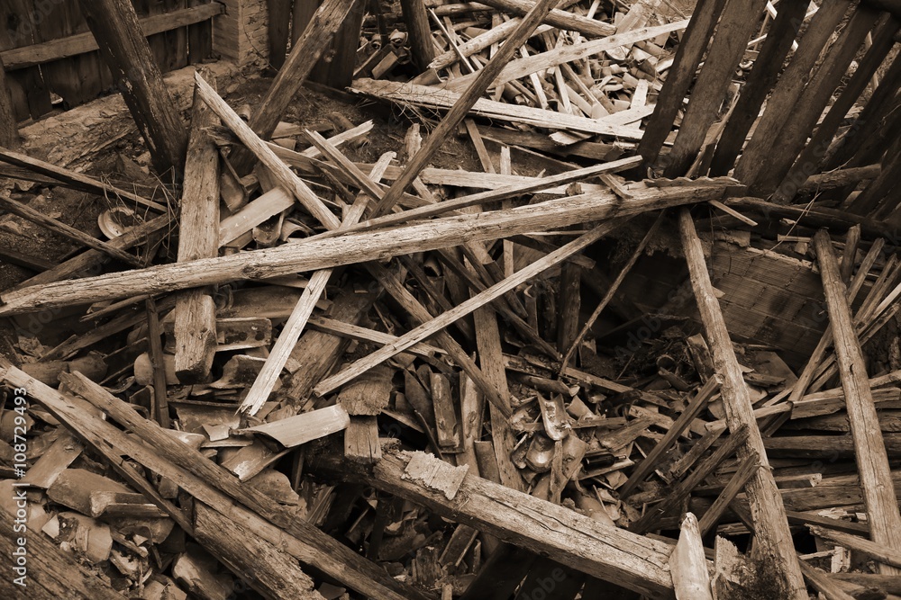 rubble and the ruins of the house destroyed by powerful earthqu rubble and the ruins of the house destroyed by powerful earthqu
