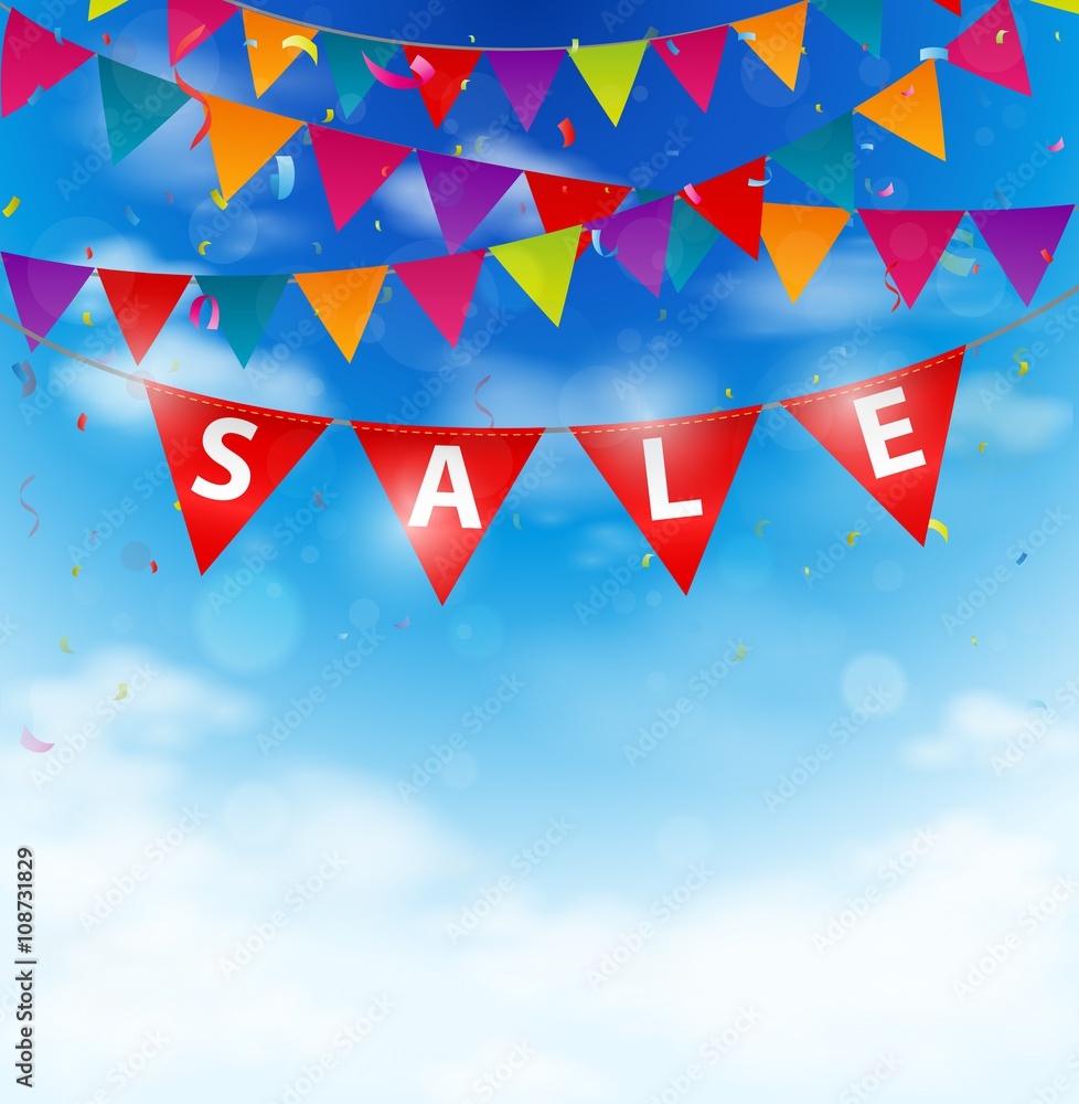 Obraz premium Sale background on bunting flags 