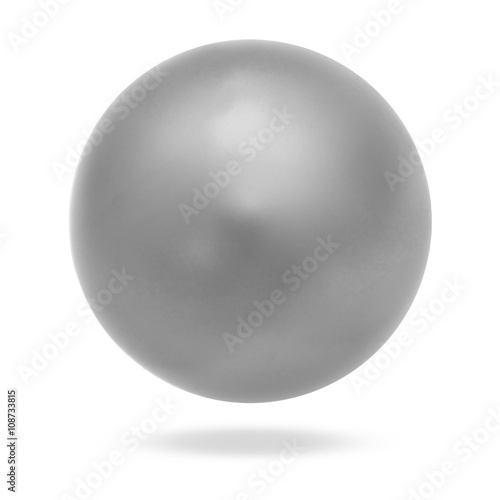 Silver sphere, abstract decoration, isolated on white background
