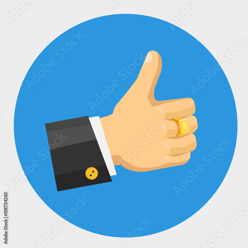 Vector thumb up flat color icon