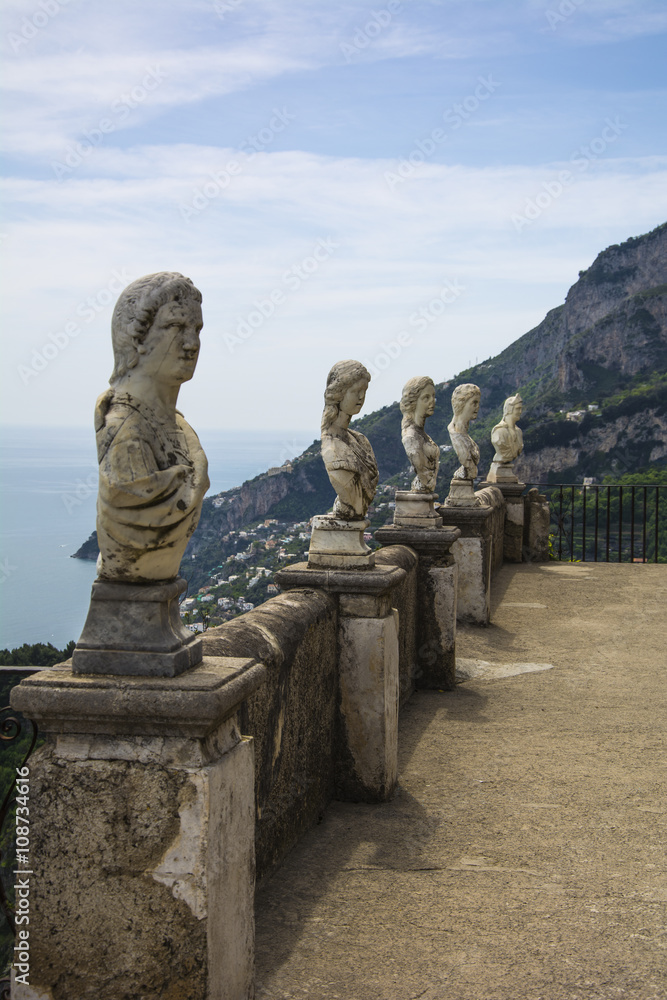 Terrace of Villa Cimbrone into Ravello Terrace of Villa Cimbrone into Ravello